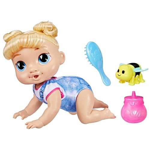 Baby Alive Crawl 'N Play Harper Hugs Electronic Crawling Baby Doll Set, Blonde Hair, Kids Toys For Girls & Boys 3 Years & Up, 10.75 Inches