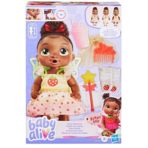 Baby Alive Fairy Fashions Berry Boo Doll With Clothes Accessories, Black Hair, 11 Inches, Kids Toys, Ages 3+ ( Exclusive)