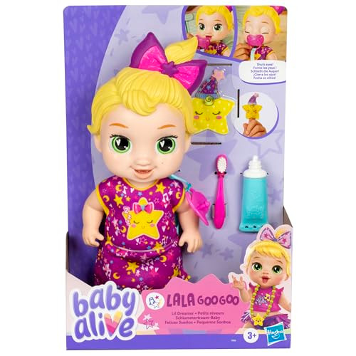 Baby Alive Lil Dreamer Lala Googoo Sleepy Baby Doll Set, Blonde Hair, Fun Sleepover Theme, Preschool Toys For Girls & Boys 3 Years & Up