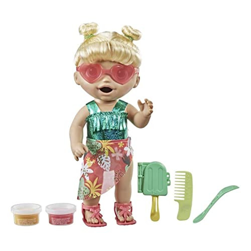 Baby Alive Sunshine Snacks Doll, Eats And Poops, Summer-Themed Waterplay Baby Doll, Ice Pop Mold, Toy For Kids Ages 3 And Up, Blonde Hair