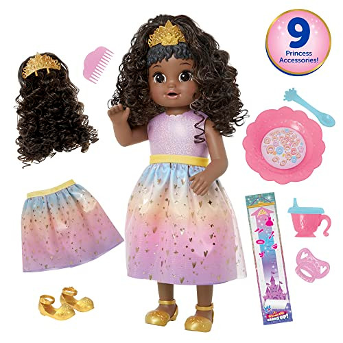 Baby Alive Princess Ellie Grows Up Black Hair Doll For 3 Year Old Girls And Boys And Up, 18-Inch