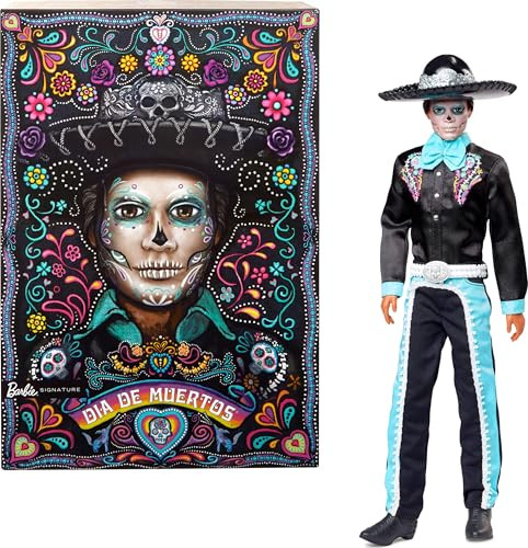 Barbie Signature Doll,  Dãƒæ’Ã†™ÃƒŠã‚­A De Muertos Ken Collectible In Black Suit With Sky Blue Accents, Hat And Belt Accessories