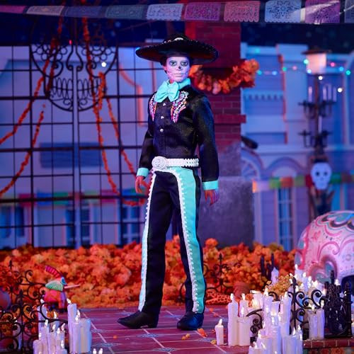 Barbie Signature Doll,  Dãƒæ’Ã†™ÃƒŠã‚­A De Muertos Ken Collectible In Black Suit With Sky Blue Accents, Hat And Belt Accessories