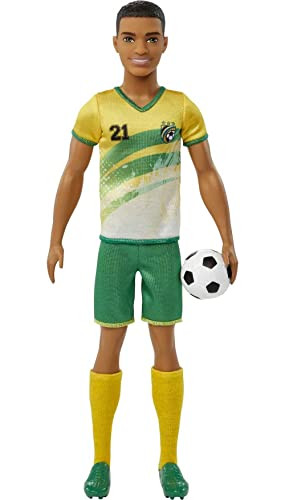 Barbie Careers Ken Fashion Doll & Accessory, Soccer Player With Cropped Hair, #10 Uniform, Tall Socks, Cleats & Ball