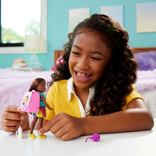 Barbie Family & Friends Playtime Kitty Backpack Brunette Chelsea Doll And Accessories, Including Backpack With Kitten, Bottle, And Yarn