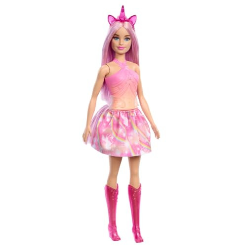 Barbie Unicorn Doll With Pink Fantasy Hair, Colorful Outfit & Unicorn-Themed Accessories