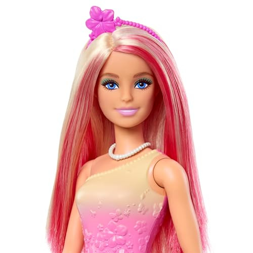 Barbie Royal Doll With Pink & Blonde Fantasy Hair, Colorful Accessories, Pink Ombre Bodice & Butterfly-Print Skirt