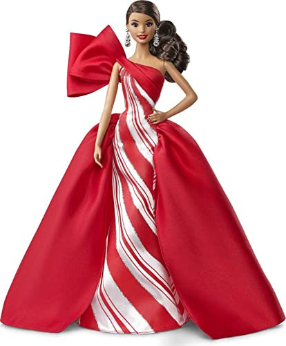 Barbie 2019 Holiday Doll, 11.5-Inch, Blonde, Wearing Red And White Gown, With Doll Stand And Certificate Of Authenticity