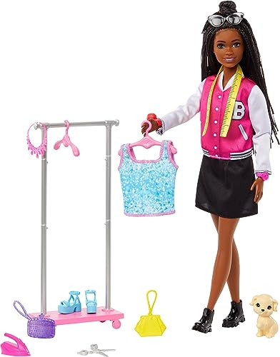 Barbie Stylist Doll & 14 Accessories, Blonde Barbie "Malibu" Fashion Doll On-Set With Cart, Smock, Makeup Palette, Pet Puppy & More
