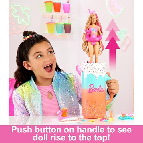 Barbie Pop Reveal Doll & Accessories, Rise & Surprise Fruit Series  Set With Scented Doll & Squishy Pet, Color Change, Moldable Sand & More, 15+ Surprises