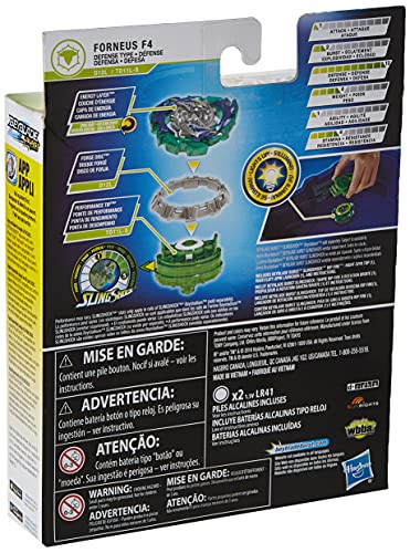 Beyblade Burst Slingshock Rip Fire Starter Pack Forneus F4: Light-Up Top With Right/Left-Spin Launcher, Age 8+