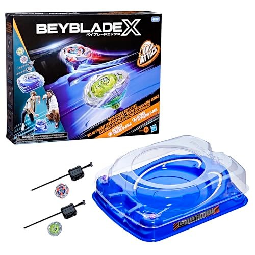 Beyblade X Drop Attack Battle Set With Beystadium Arena, 2 Takara Tomy Tops & Launchers, Impact Drake 9-60Lr & Hover Wyvern 3-85N, Battling Game Toys, Kids, Ages 8+
