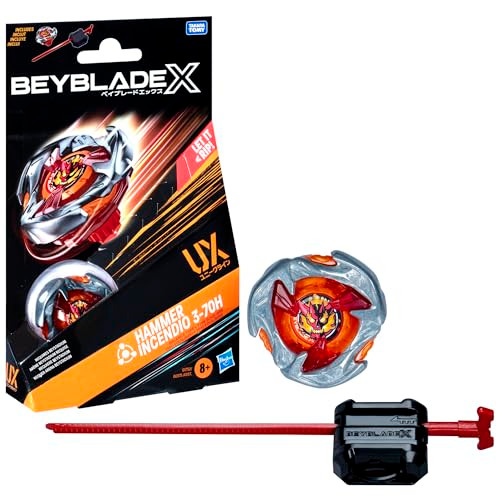 Beyblade X Hammer Incendio 3-70H Ux Starter Pack Set With Balance Type Top And Launcher Authentic Takara Tomy Battle Tops Games/Toys For Boys And Girls 8+