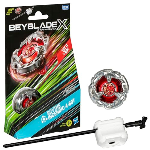 Beyblade X Scythe Incendio 4-60T Starter Pack Set With Balance Type Right-Spinning Top And Launcher Battling Top Toys For 8 Year Old Boys And Girls