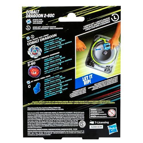 Beyblade X Cobalt Dragoon 2-60C Deluxe Left-Spin String Launcher Set With Attack Type Top Left-Spinning Top Toy Great  For 8 Year Old Boys And Girls