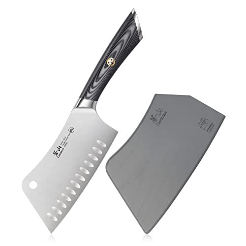 Cangshan Naka Series 6-Inch Meat Cleaver With Sheath, Forged Swedish 14C28N Steel, 503091