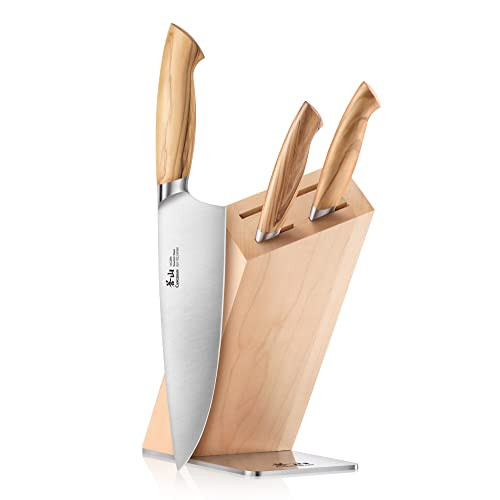 Cangshan Oliv Series 4-Piece Hua Knife Block Set, Forged Swedish 14C28N Steel, Maple Block, 501677