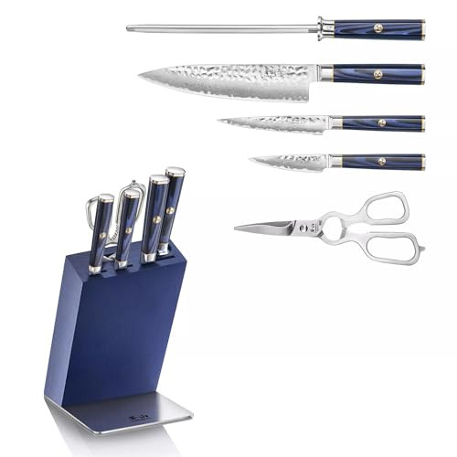 Cangshan Kita Series 6-Piece Knife Hua Block Set, High Carbon X-7 Damascus Steel, 501547 (Maple, 6Pc)