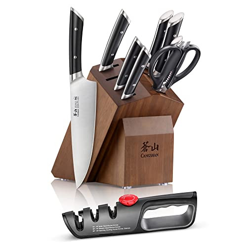 Cangshan Helena Series German Steel Forged Knife Block Set (8-Piece, Black)