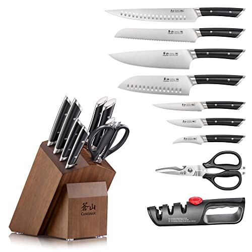 Cangshan Helena Series German Steel Forged Knife Block Set (8-Piece, Black)