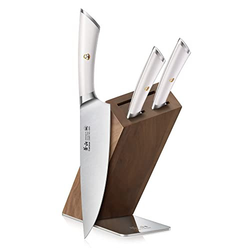 Cangshan Elbert Series German Steel Forged 4-Piece Hua Knife Block Set, Acacia (Black)