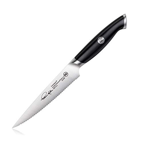 Cangshan Thomas Keller Signature Collection Swedish Powder Steel Forged, 5-Inch Serrated Utility Knife, Black