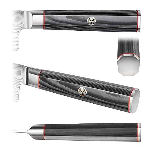 Cangshan Yari Series 5-Inch Serrated Utility Knife With Sheath, X-7 Damascus Steel, 501264