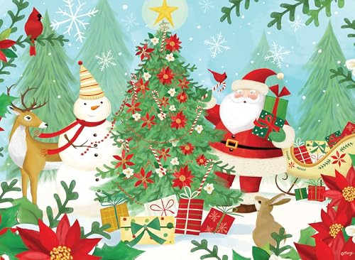 Ceaco - Tracy Flickinger - Santa Decorates The Tree - 100 Piece Christmas Jigsaw Puzzle - Colorful, Holiday Puzzles For Kids And Families Ãƒæ’Ã‚¢Ãƒ¢Ã¢‚¬Å¡Ã‚¬Ãƒ¢Ã¢Š¬Ã…Œ Precision-Cut Pieces, Festive Artwork, Winter Fun