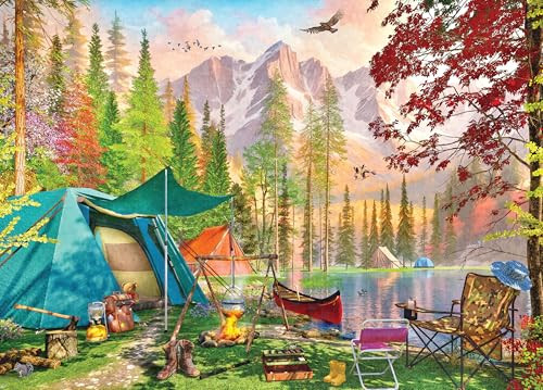 Ceaco - Ez 2 Hold - Dominic Davison - Camping Tranquility - 500 Piece Puzzle For Adults - Challenging And Perfect For Game Nights - Finished Puzzle Size 21.25 X 15