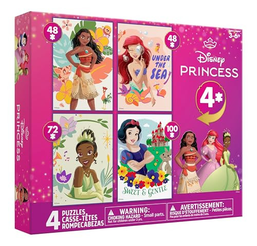 Ceaco - 4 X 1 Kids Multipack - Disney - Princess - Multi-Piece Jigsaw Puzzle For Families -Challenging Puzzle Perfect For Game Nights - Finished Size Is 26.75 X 19.75