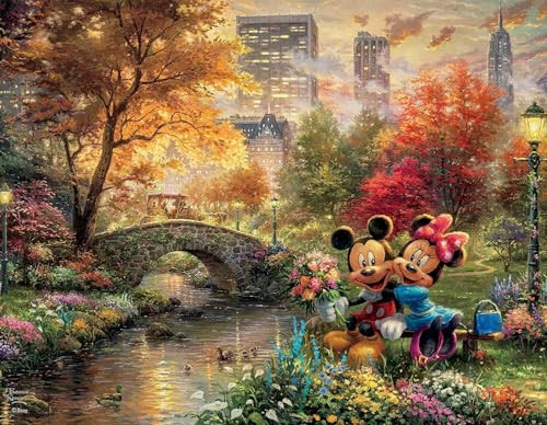 Ceaco - 4 In 1 Multipack - Thomas Kinkade - Disney Dreams Collection - Cinderella, The Lion King, Mickey And Minnie, & The Little Mermaid - (4) 500 Piece Jigsaw Puzzles , Blue
