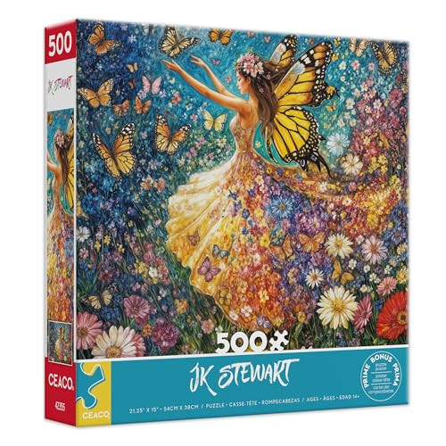 Ceaco - Jk Stewart - Lady Butterfly - 500 Piece Jigsaw Puzzle - Relaxing And Fun Activity For Adults