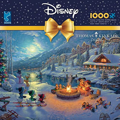 Ceaco - Thomas Kinkade - Disney Dreams Collection - Holiday - Mickey And Minnie Christmas Lodge - 1000 Piece Jigsaw Puzzle