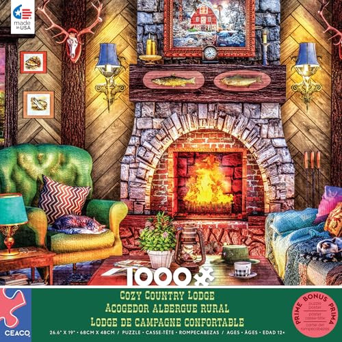 Ceaco - Dominic Davison - Cozy Country Lodge - 1000 Piece Jigsaw Puzzle For Adults - Challenging Puzzle Perfect For Game Nights - Finished Size Is 26.5 X 19