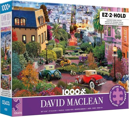 Ceaco - David Maclean - Colorful Lombard Street - 1000 Larger Sized Piece Jigsaw Puzzle