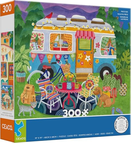 Ceaco - Happy Camper - Mountain Camper - Oversized 300 Piece Jigsaw Puzzle, 19 X 19