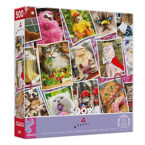 Ceaco - Avanti - Cranky Kitties Collage - 500 Piece Jigsaw Puzzle For Adults - Challenging Puzzle Perfect For Game Nights - Finished Size Is 25 X 19