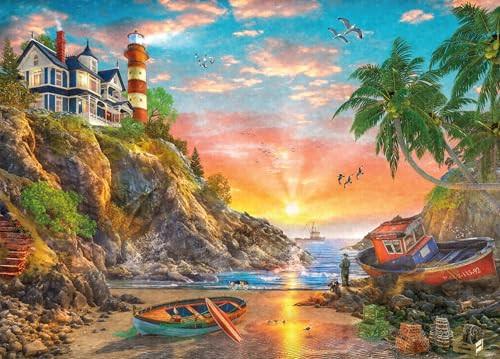 Ceaco - Ez2Hold - Dominic Davison - Ocean Fishing At Sunrise - 500 Piece Jigsaw Puzzle For Adults - Challenging Puzzle Perfect For Game Nights - Finished Size Is 26 X 19