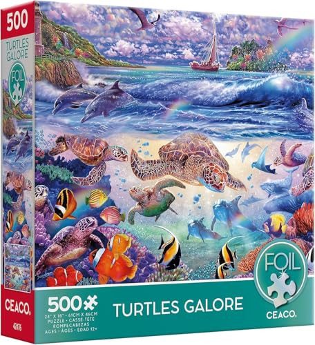 Ceaco - Foil Puzzle - Turtles Galore - 500 Piece Jigsaw Puzzle