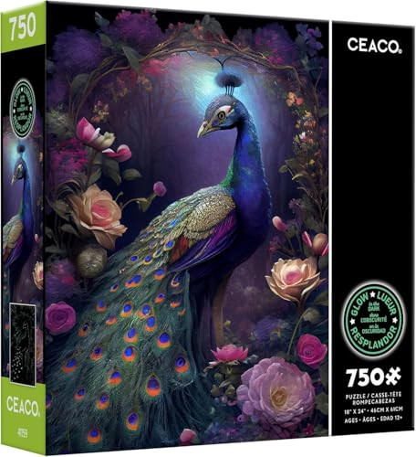 Ceaco - Glow In The Dark - Peacock Glow - 750 Piece Jigsaw Puzzle