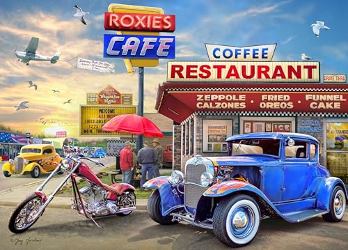 Ceaco - Greg Giordano - Ez 2 Hold - Roxie'S Cafe - 500 Extra Large Piece Jigsaw Puzzle For Adults - Challenging Puzzle Perfect For Game Nights - Finished Size Is 26 X 19