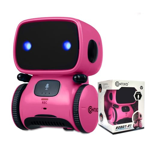 Contixo R1 Kids Robot Toy, Pink Interactive Smart Robots With Voice Control Talking Dancing Learning Touch Sensor Compact Educational Portable Toy For Boys Girls Toddlers 3-8 Years Old Birthday s