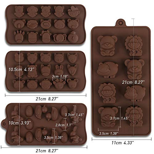 Cozihom Diverse Animal Silicone Chocolate Making Molds, Food Grade Silicone For Chocolate, Candy, Ice Cube, Dog Treats. 4 Pcs