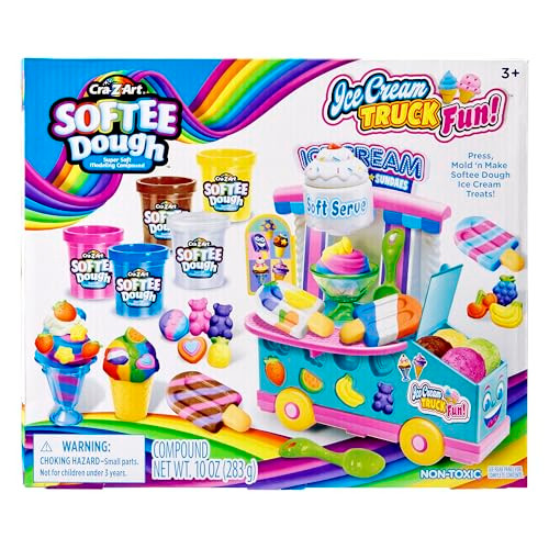 Cra-Z-Art Softee Dough Ice Cream Truck Playset, Modeling Compound With Molds, Ages 3+, 10 Oz