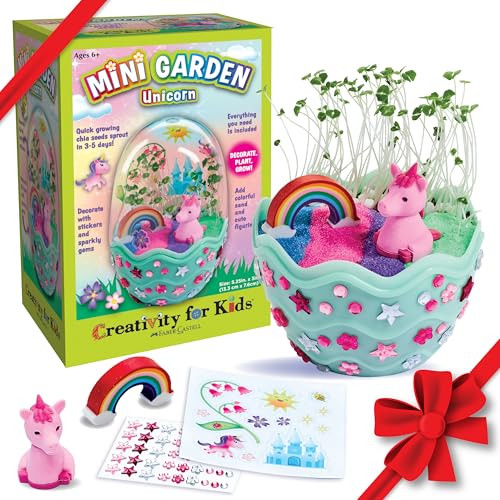 Creativity For Kids Mini Garden: Magical Unicorn Terrarium Kit - Unicorn s For Girls, Kids Craft And Toy, Unique Holiday Stocking Stuffers (Ages 6+)