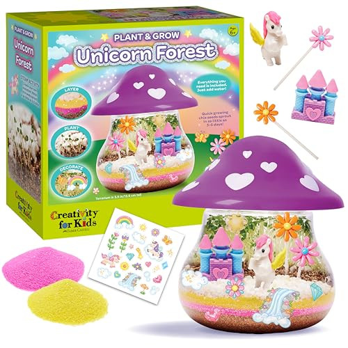 Creativity For Kids Plant And Grow Unicorn Forest: Terrarium Kit For Kids, Unicorn Toys And Stem Kits, Arts And Crafts For Girls (Ages 6+)