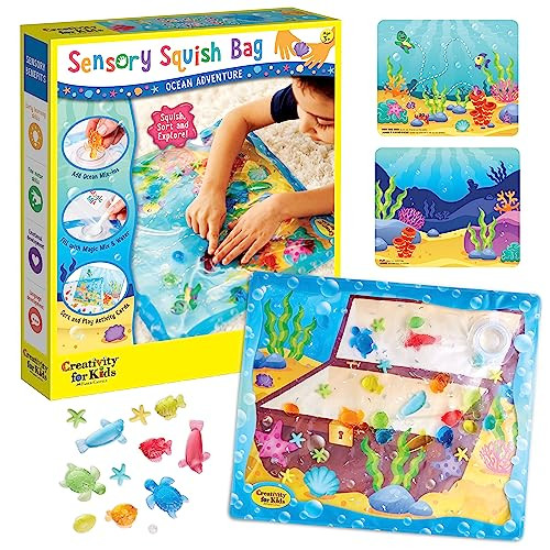 Creativity For Kids Sensory Squish Bag: Ocean Adventure - Toddler Sensory Mat, Calming Toys And Motor Skills Activities For Kids, Busy Board, Calm Down Corner Supplies (Ages 3+)