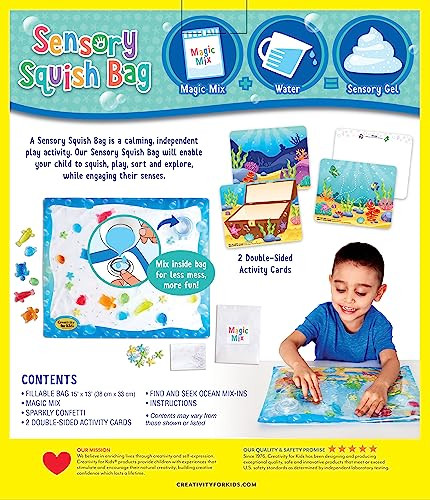 Creativity For Kids Sensory Squish Bag: Ocean Adventure - Toddler Sensory Mat, Calming Toys And Motor Skills Activities For Kids, Busy Board, Calm Down Corner Supplies (Ages 3+)