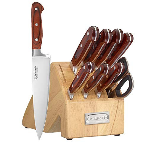 Cuisinart Block Knife Set, 15Pc Cutlery Knife Set With Steel Blades For Precise Cutting , Lightweight, Stainless Steel, Durable & Dishwasher Safe, C99Ss-15P