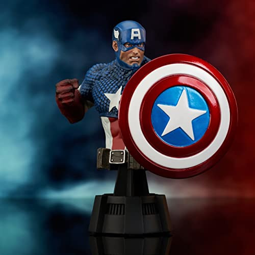 Diamond Select Toys Marvel Comics: Captain America 1:7 Scale Resin Bust, Multicolor, 6 Inches